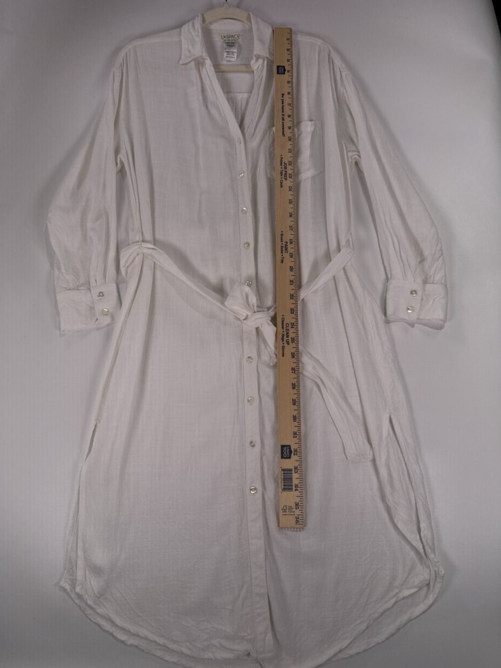 LSpace Barcelona White Viscose Button Down Tie Waist Shirt Dress Cover-Up XS/S - Picture 11 of 11